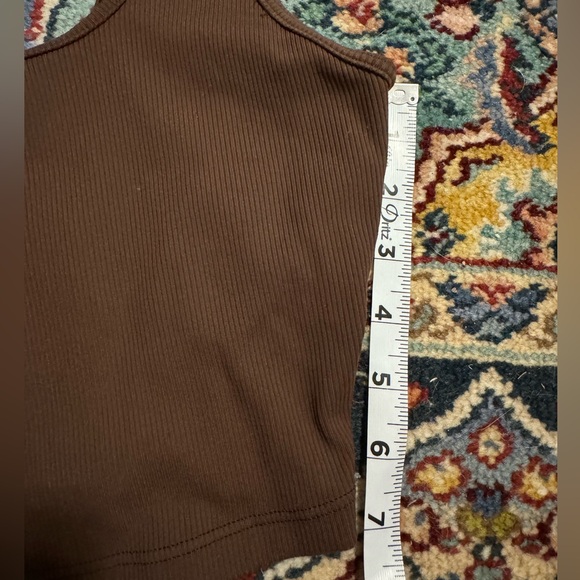 Aerie Ribbed Chocolate Brown Scoop Neck Sports Bra Medium Offline American Eagle - Picture 7 of 8